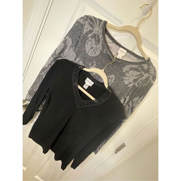 Chicos size 0 small bundle women’s blouse black gray - Picture 1 of 13